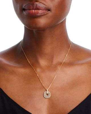 Diamond Triple Ring Pendant Necklace in 14K Yellow Gold, 0.50 tcw