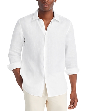 Shop Theory Irving Regular Fit Linen Shirt In White