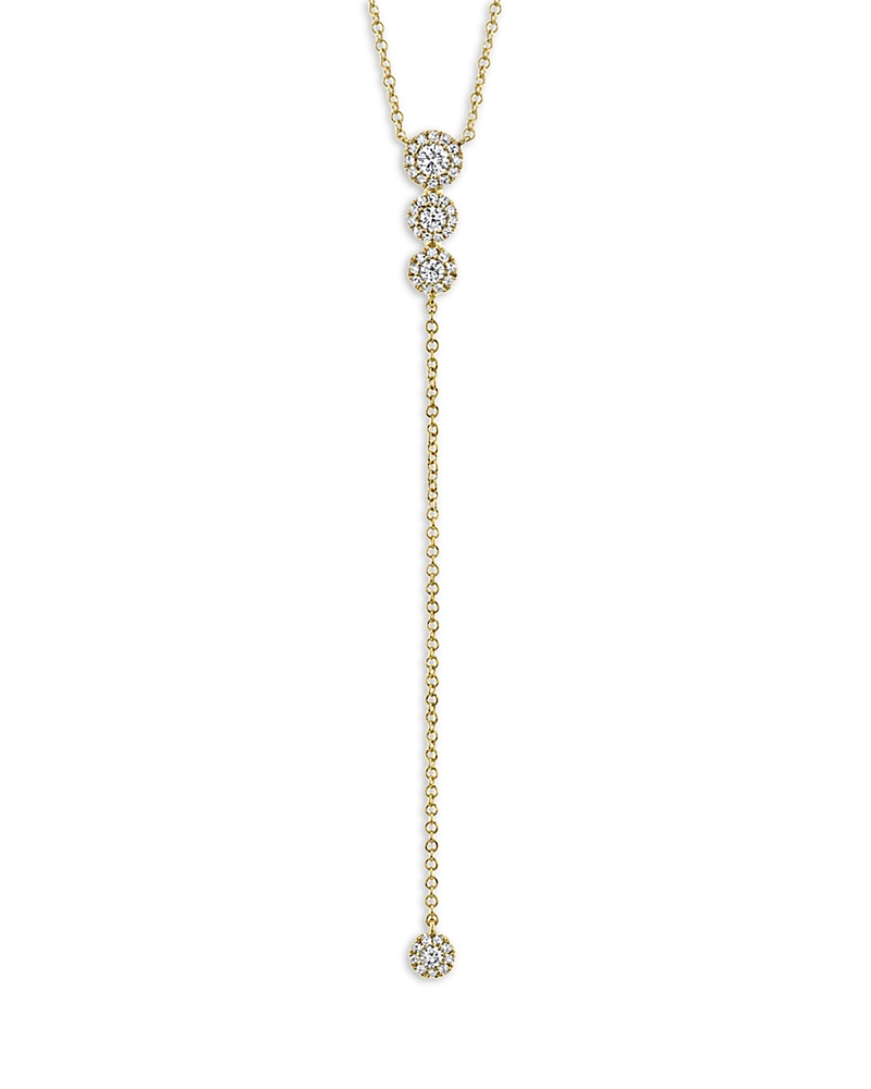 Moon & Meadow 14k Yellow Gold Eden Diamond Halo Lariat Necklace, 18 In Gold