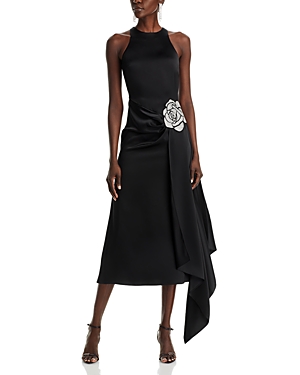 Shop David Koma Crystal Embellished Asymmetric Scarf Dress In Black/silver