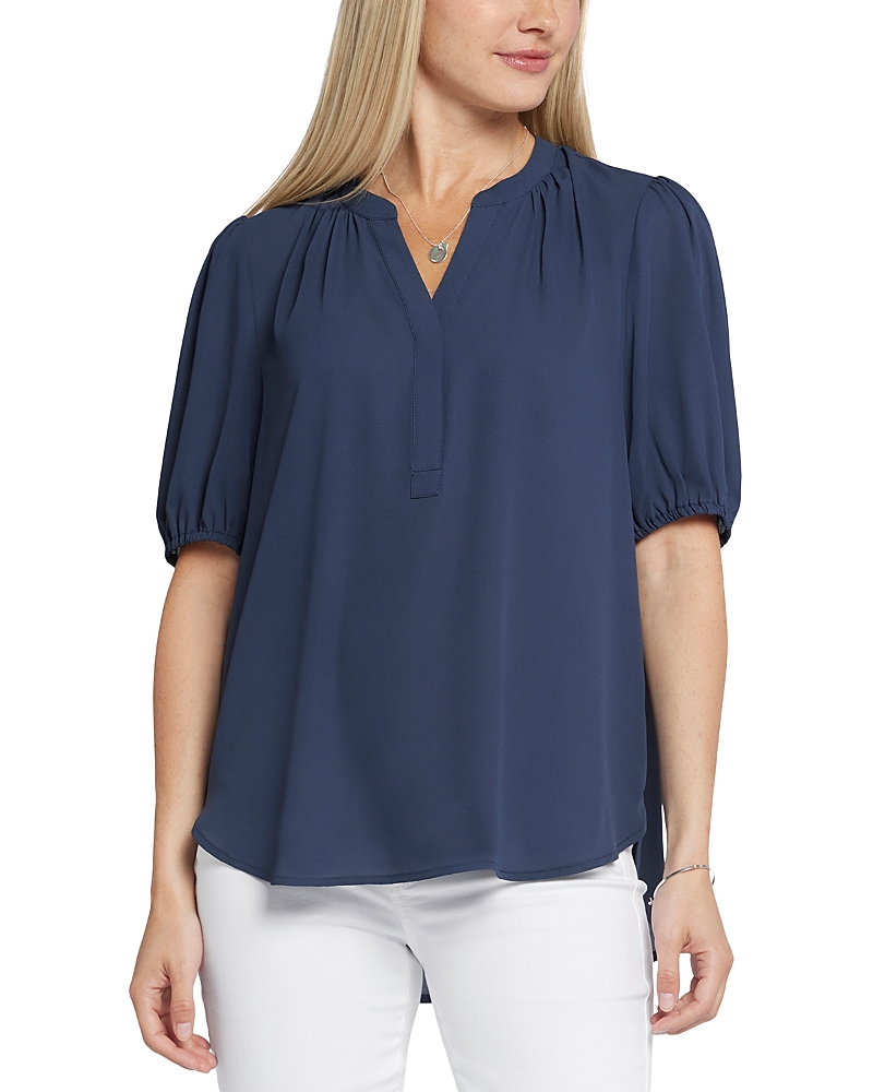 Nydj Floral Split Neck Draped Top