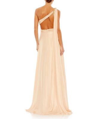 【MAC DUGGAL】ワンショルダー ドレープ バック ガウン レッドジャージーワンショルダードレープバックガウン - Mac Duggal