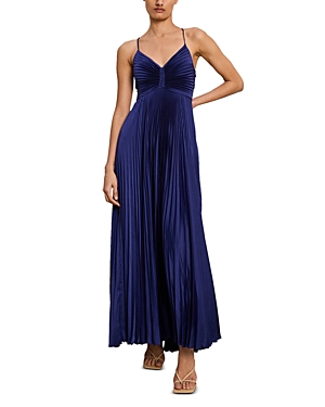 Shop A.l.c Aries Pleated Open Back Dress In Riviera