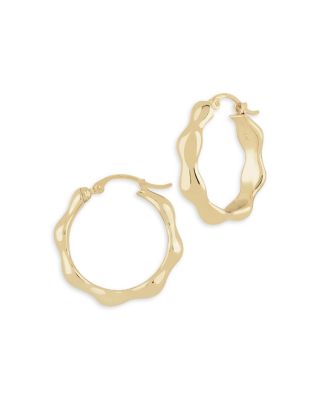 Moon & Meadow - 14K Yellow Gold Wavy Small Hoop Earrings