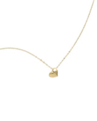Moon & Meadow 14K Yellow Gold Puff Heart Pendant Necklace, 18