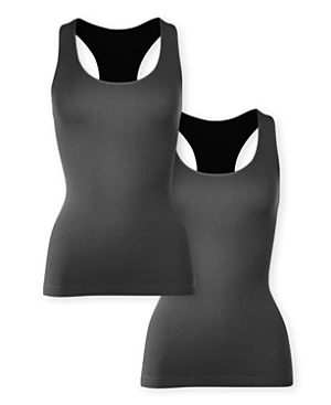 Malibu Sugar Bundle Of Two Teen Ribbed Racer Back Tank Top - Juniors 12-16 - Big Kid In Black-black