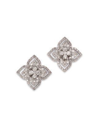 Bloomingdale's Fine Collection - Diamond Flower Stud Earrings in 14K White Gold, 2.25 tcw