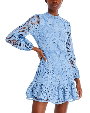 Shop Aqua Long Sleeve Lace Dress - 100% Exclusive In Blue