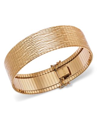 Alberto Amati - 14K Yellow Gold Textured Wide Omega Bracelet