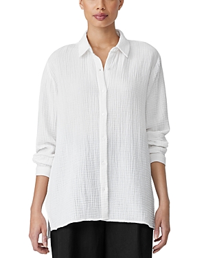 Eileen Fisher Classic Collar Cotton Shirt In White