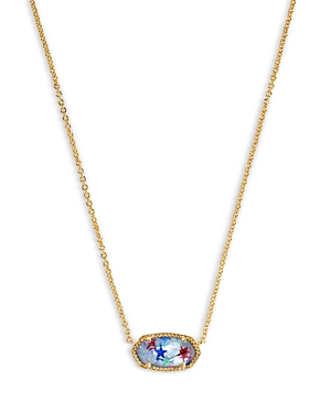Shop Kendra Scott Elisa Stone Pendant Necklace In 14k Gold Plated, 15-17 In Gold Red White Blue Star Illusion