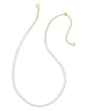 Shop Kendra Scott Lolo Cultured Freshwater Pearl Beaded Adjustable Strand Necklace In 14k Gold Plated, 19 In Gold White Pearl