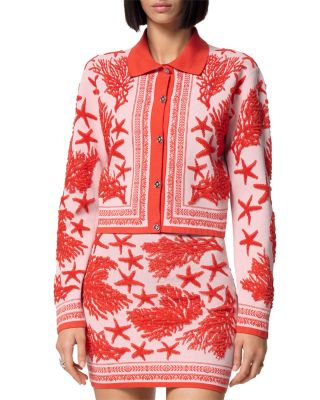 Versace Tresor Jacquard Button Front Sweater