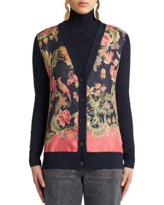 Etro - V Neck Wool & Silk Cardigan Sweater