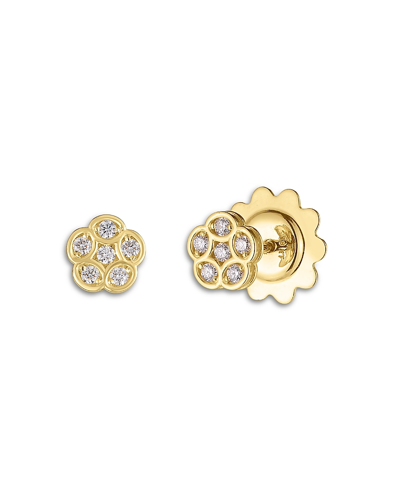 Roberto Coin 18k Yellow Gold Daisy Diamond Flower Stud Earrings In Gold