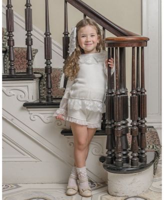 Girls' Emma White Cotton and Lace Top and Shorts Set - Baby, Little Kid