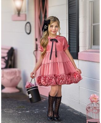 Girls' Satin Rose Dress - Baby, Little Kid, Big Kid