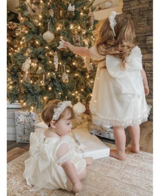  Unisex Bella Buttermilk Tulle Romper with Faux Pearl Beading