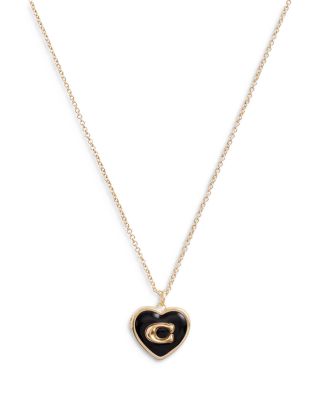 COACH - Color Logo Heart Locket Pendant Necklace, 16"-18"