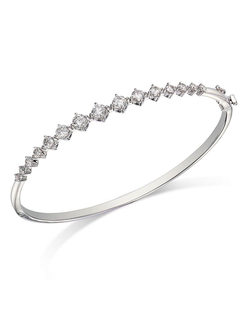 Bloomingdale's Fine Collection Diamond Graduated Bangle Bracelet in 14K White Gold, 1.50 tcw
