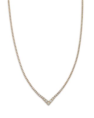 Bloomingdale's Fine Collection Diamond Chevron Tennis Necklace in 14K Yellow Gold, 6.0 ct. t. w.