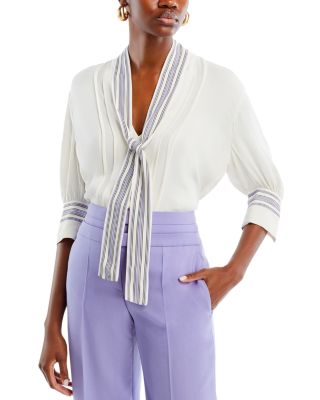Hugo Boss - Bestripie Tie Neck Top