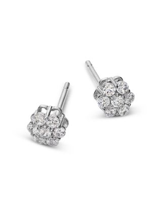Diamond Flower Cluster Stud Earrings in 14K White Gold, 0.25 tcw
