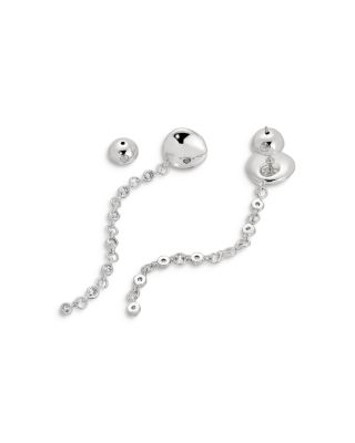 Pav&eacute; Polished Pebble Chain Link Linear Drop Earrings