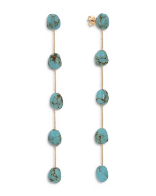 Turquoise Linear Drop Earrings in 18K Gold Plated