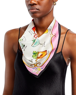 Shop Echo Cocktail Hour Silk Scarf In Pink/multi