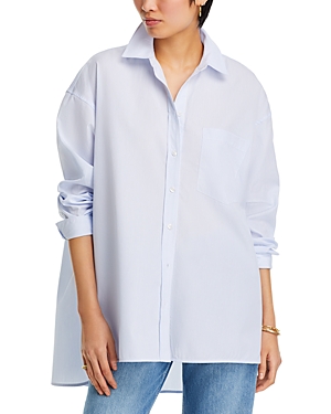 Shop Anine Bing Chrissy Shirt In Blue/white Stripe