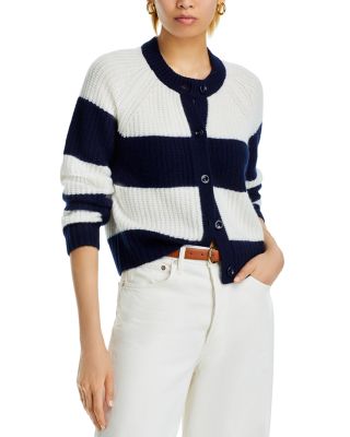 AQUA - Rugby Stripe Shaker Stitch Cardigan - Exclusive