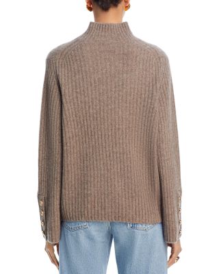 100% Cashmere Rib Knit Bell Sleeve Turtleneck Sweater - Exclusive