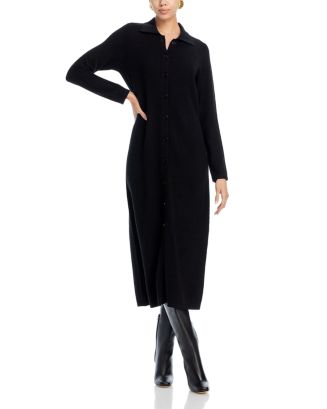 C by Bloomingdale's Cashmere Ribbed Midi Cashmere Dress Green Size XL main image 1