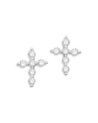 Bloomingdale's Fine Collection Diamond Cross Stud Earrings in 14K White Gold, 0.60 tcw