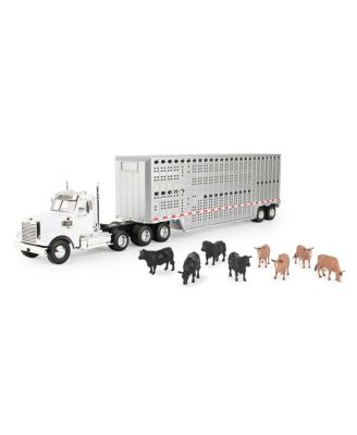 Ertl 1/32 Freightliner Semi with Livestock Trailer & Cattle - Ages 3+