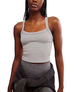 Shop Free People All Clear Cropped Sleeveless Top In Heather Grey