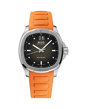 Mido Men's Swiss Automatic Multifort Orange Rubber Strap Watch 41mm In Black/orange