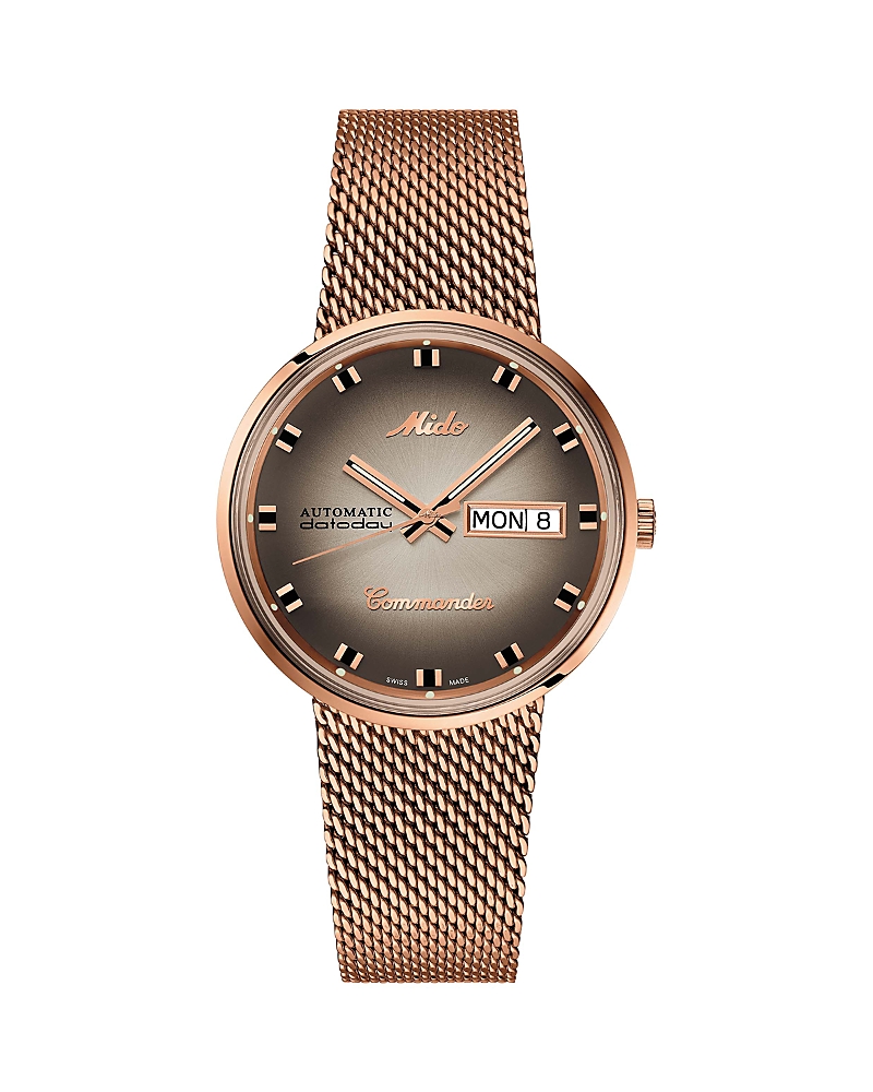 Mido Commander Shade Mesh Strap Watch In Brown