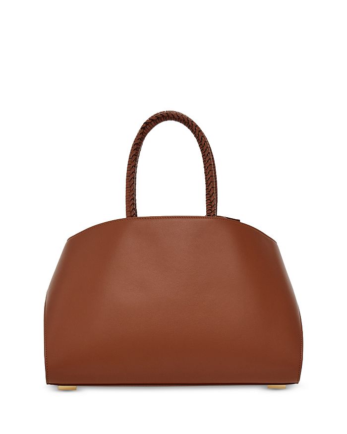 Shop Ferragamo Small Hug Leather Top Handle Bag In New Cognac/gold