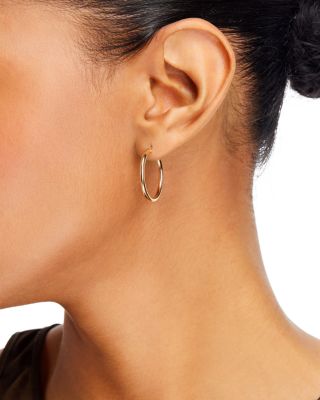 18 K Yellow Gold Round Hoop Earrings