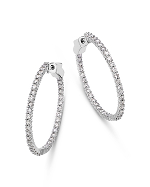 Bloomingdale's Diamond Inside Out Medium Hoop Earrings In 14k White Gold, 2.0 Ct. T. W. In White