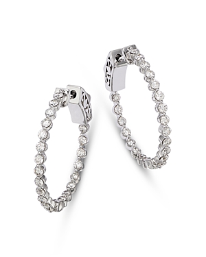 Bloomingdale's Diamond Inside Out Small Hoop Earrings In 14k White Gold, 1.0 Ct. T. W. In White