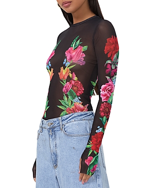 Shop Afrm Kaylee Printed Mesh Top In Body Floral
