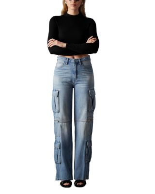 On Duty High Rise Wide Leg Cargo Jeans in Athens