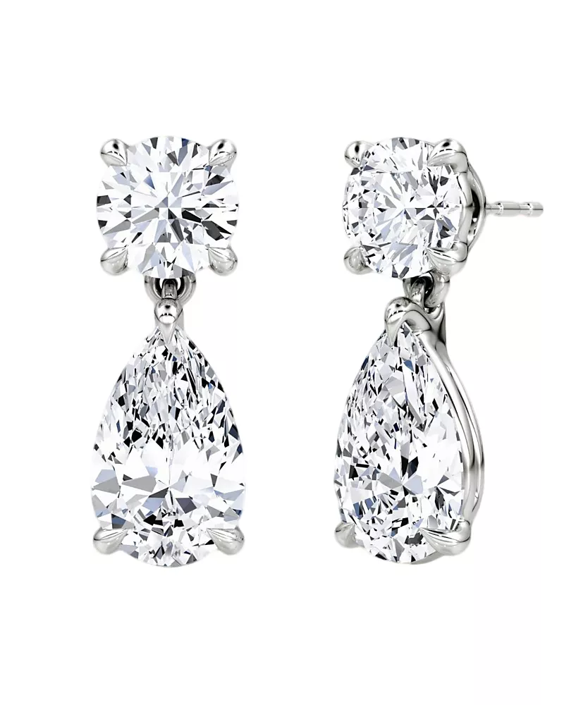 Vrai Signature Drop Earring in 14K Yellow Gold, 6.0ctw Round Brilliant & Pear Lab Grown Diamonds