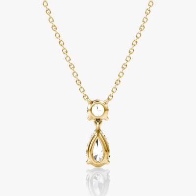  Signature Duo Drop Necklace in 14K Yellow Gold, 1.5ctw Round Brilliant & Pear Lab Grown Diamonds