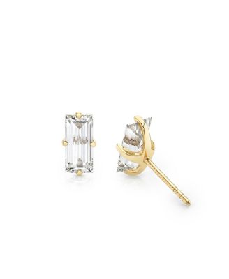  Iconic Lab-Grown Diamond Stud Earrings in 14K White Gold, 1.5ctw Baguette Lab Grown Diamonds