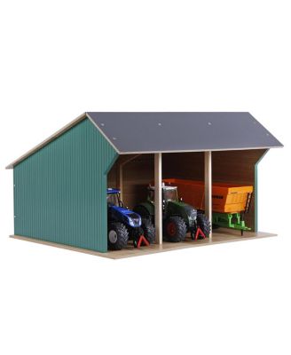  1/32 Large Farm Machinery 3-Bay Shed with High Roof - Ages 11+