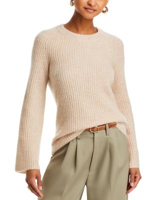 C by Bloomingdale's Cashmere Rolled Edge Crewneck Cashmere Sweater Gray Size L main image 1